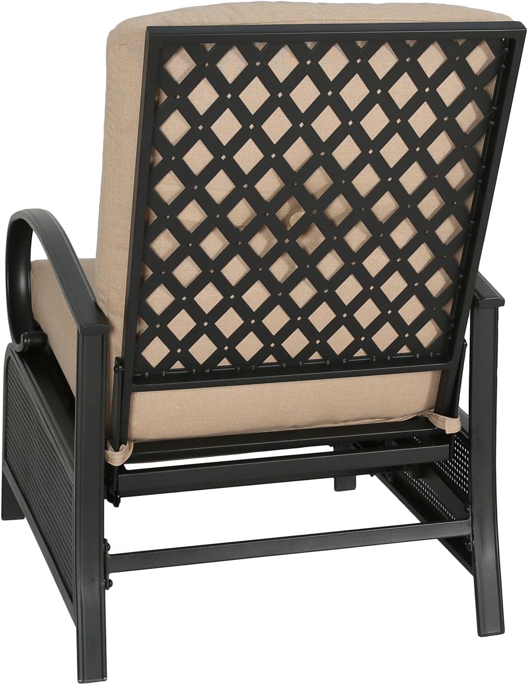 Ulax Furniture Patio Recliner Chair Automatic Adjustable Back Outdoor Lounge Chair with 100% Olefin Cushion (Beige): Kitchen & Dining