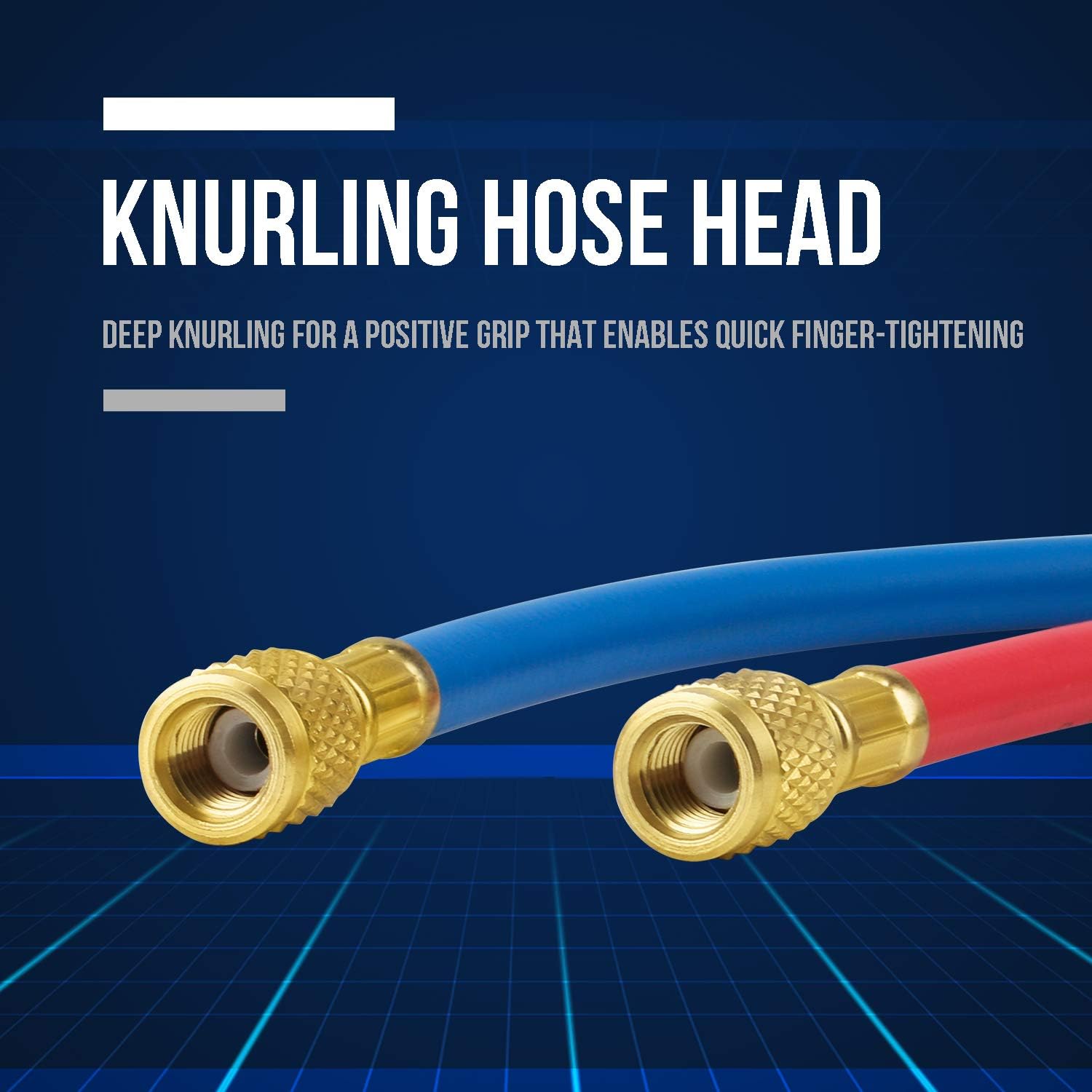 Lichamp 3 Pieces 5FT AC HVAC Manifold Gauge Hose Kit with Ball Valve Tension Hose and 4 Pieces Hose Adapters Fits R134A R410A R404A R12 R22 R502 R1234YF Refrigerants: Automotive