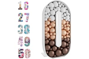 JoyBox Design 4ft Mosaic Balloon Frame Number 0 Light Up Marquee Pre-Cut Kit Number Cut-Out Extra Large Foam Board Backdrop Birthday Baby Party Anniversary…