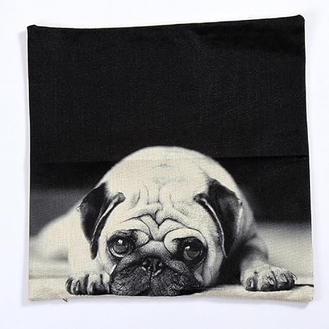 Amazon Co Jp メイドインコスモス Made In Cosmos パグ好きの パグ好きによる パグ好きの為の クッションカバー パグ デザイン クッション カバー 45 40 サイズ 耳付き 麻 モノクロ 麻 45 ホーム キッチン