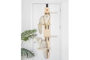 MEWOOFUN 4-Levels Door Hanging Cat Climber Door Mounted Vertical Cat Tree Tower with Carpeted Plank for Indoor Cats (Door Mounted-67.3" H X 22.3" L X 10.5”W)