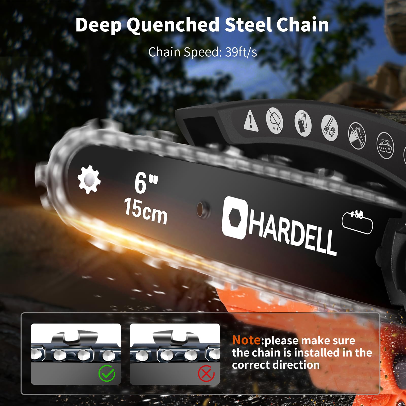 Mua HARDELL Mini Chainsaw Cordless, 6 Inch Handheld Electric Chainsaw ...