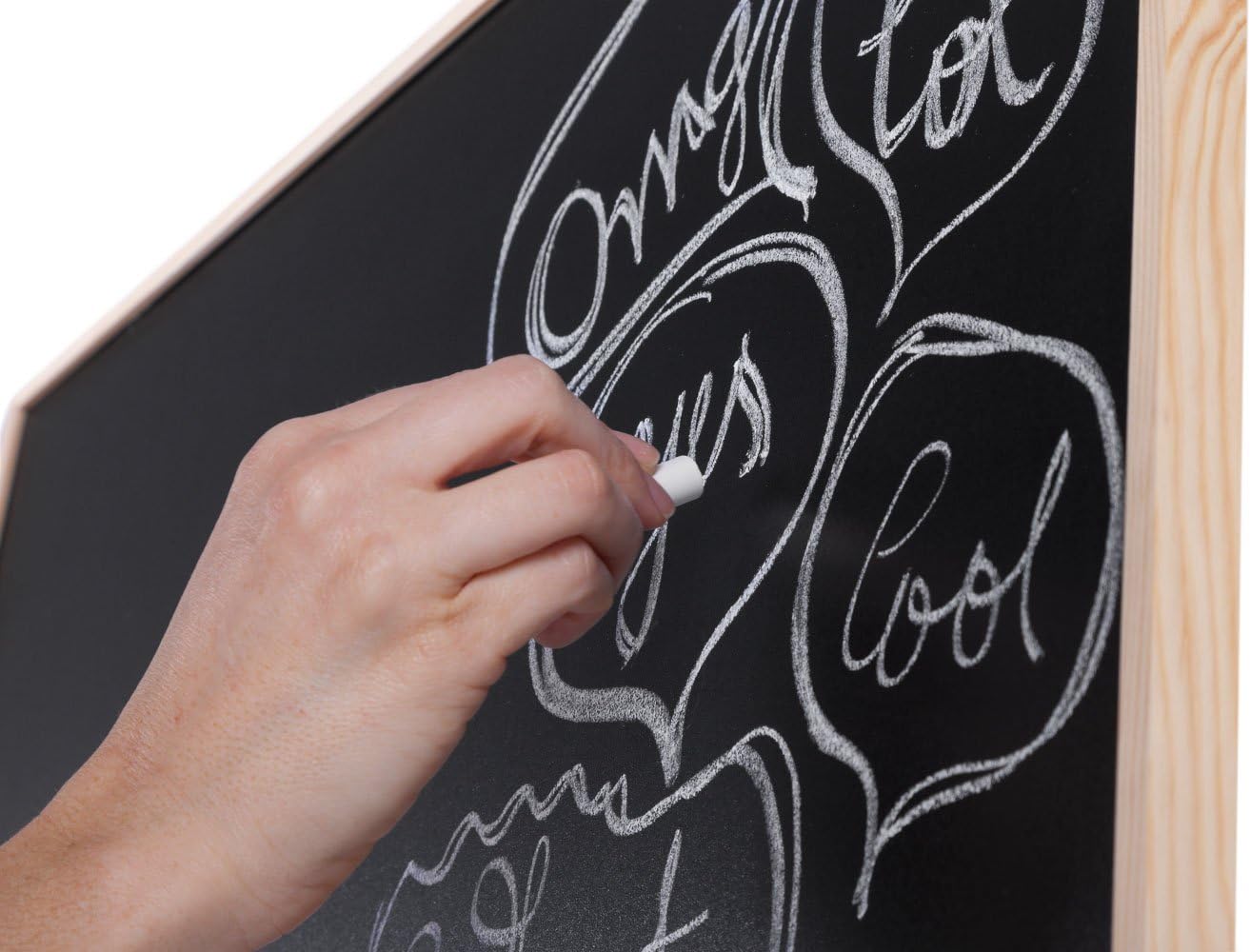 Bi-Office Chalkboard, Black Non Magnetic Surface, Natural Pine Frame, 88.5 x 58.5 cm, pine wood frame, W89 x H89 cm - Image 4