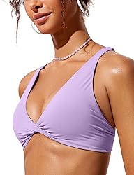 CRZ YOGA Womens V Neck Bikini Tops Twist Front