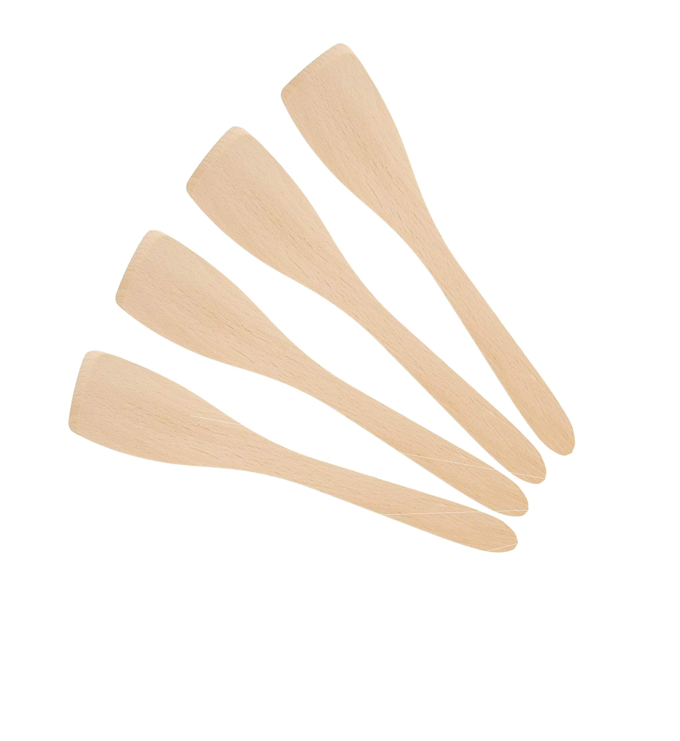Set of 4 x 12" (300mm) Beechwood Wooden Flat Spatula, Ideal for Cooking, Baking, Decorating, Engraving