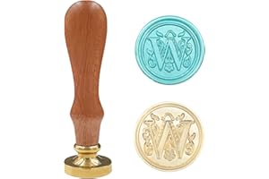 KRASTMON Medieval Traditional Initial Alphabet Wax Seal Stamp, Brass Head Wooden Handle Letter Stamps for Card/Envelope/Gift - (Letter W)