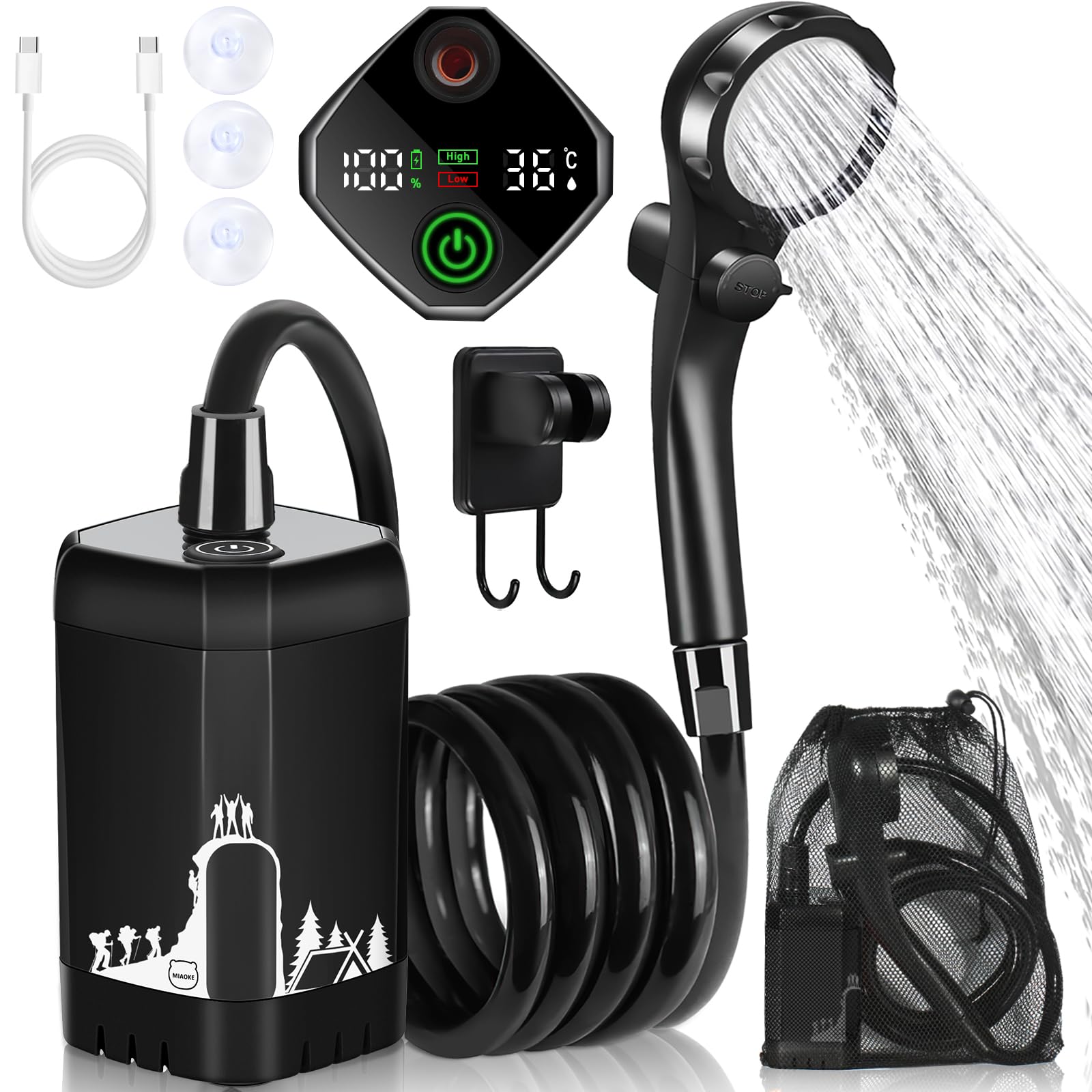 Photo 1 of **UNTESTED**
MIAOKE Upgrade Portable Camping Shower, 7800mAh Outdoor Electric Shower Rechargeable Pump with Intelligent Digital Display Temperature Display Shower Head for Camping, Hiking, Traveling/Grey