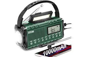 AIVICA Auto NOAA Emergency Weather Radio, 10000mAh Solar Hand Crank Radio,Portable Battery Radio Operated LCD Display with AM FM,Cellphone Charger,LED Flashlight,Clock, SOS Alert for Home Outdoors