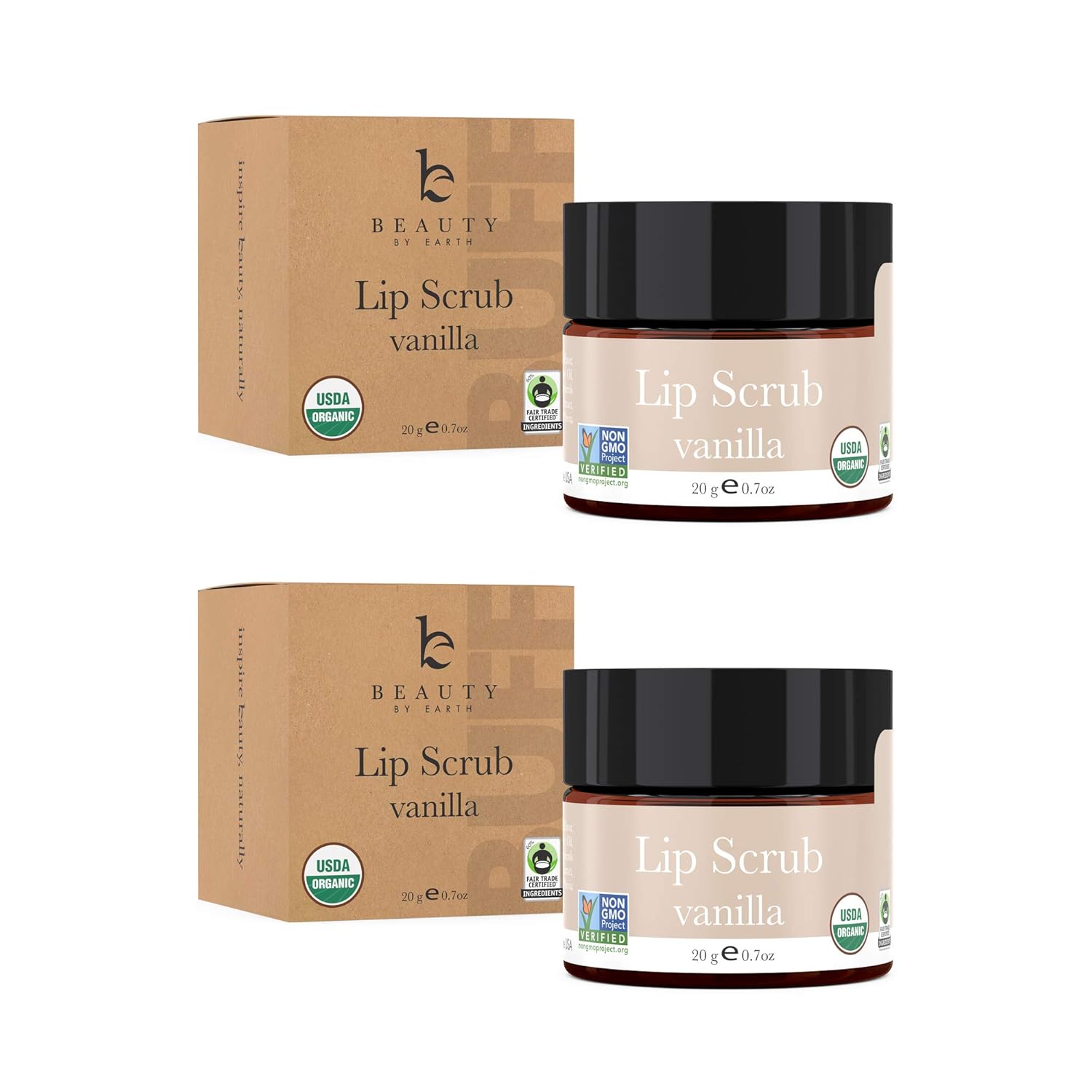 Organic Lip Scrub - Vanilla Sugar Scrub, Lip Scrubs Exfoliator & Moisturizer, Lip Exfoliator, Lip Care Exfoliating Scrub and Lip Moisturizer for Chapped Lips Treatment, Lip Repair for Lush Soft Lips