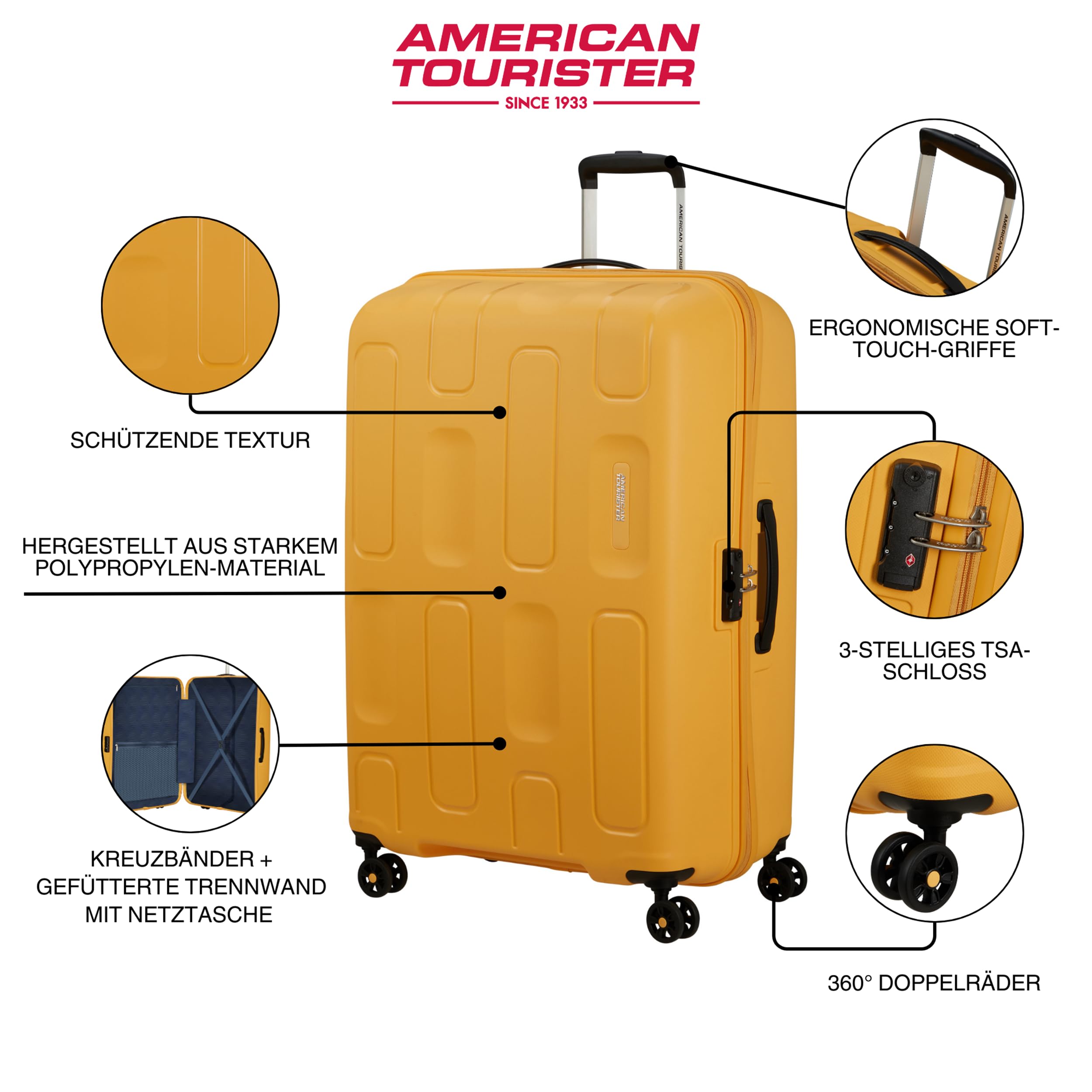 American Tourister Ellipso - Handgepäck Koffer 55x40x20 cm, Hartschalen Kabinentrolley, Ryanair-/EasyJet-kompatibel, Leicht, 2.10 KG - 32L - Schwarz (Black) 2