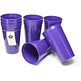 Rolling Sands 22 Ounce Reusable Plastic Stadium Cups Purple, 8 Pack, Made in USA, BPA-Free Dishwasher Safe Plastic Tumblers