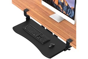 LETIANPAI Keyboard Tray Under Desk Pull Out Keyboard & Mouse Tray with Heavy-Duty C Clamp Table Mount,32(37 Including Clamps) x11.8 in Slide Out Platform Computer Drawer/Holder Suitable for Home Office