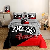 ROWADALO 5 Pieces Gaming Bedding Set for Boys Teen Gamer Comforter Set Twin Size,Game Controller Comforter for Kids Adult 3D Gamepad Microfiber Bedding Sets 5 Pieces Bed in A Bag SetsH5003,Twin