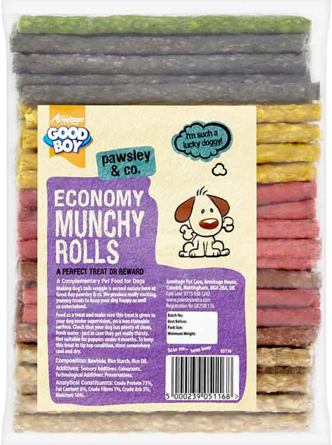 Good Boy Armitage Assorted Munchy Rolls 5" 2 x 100, 50 count (Pack of 2)