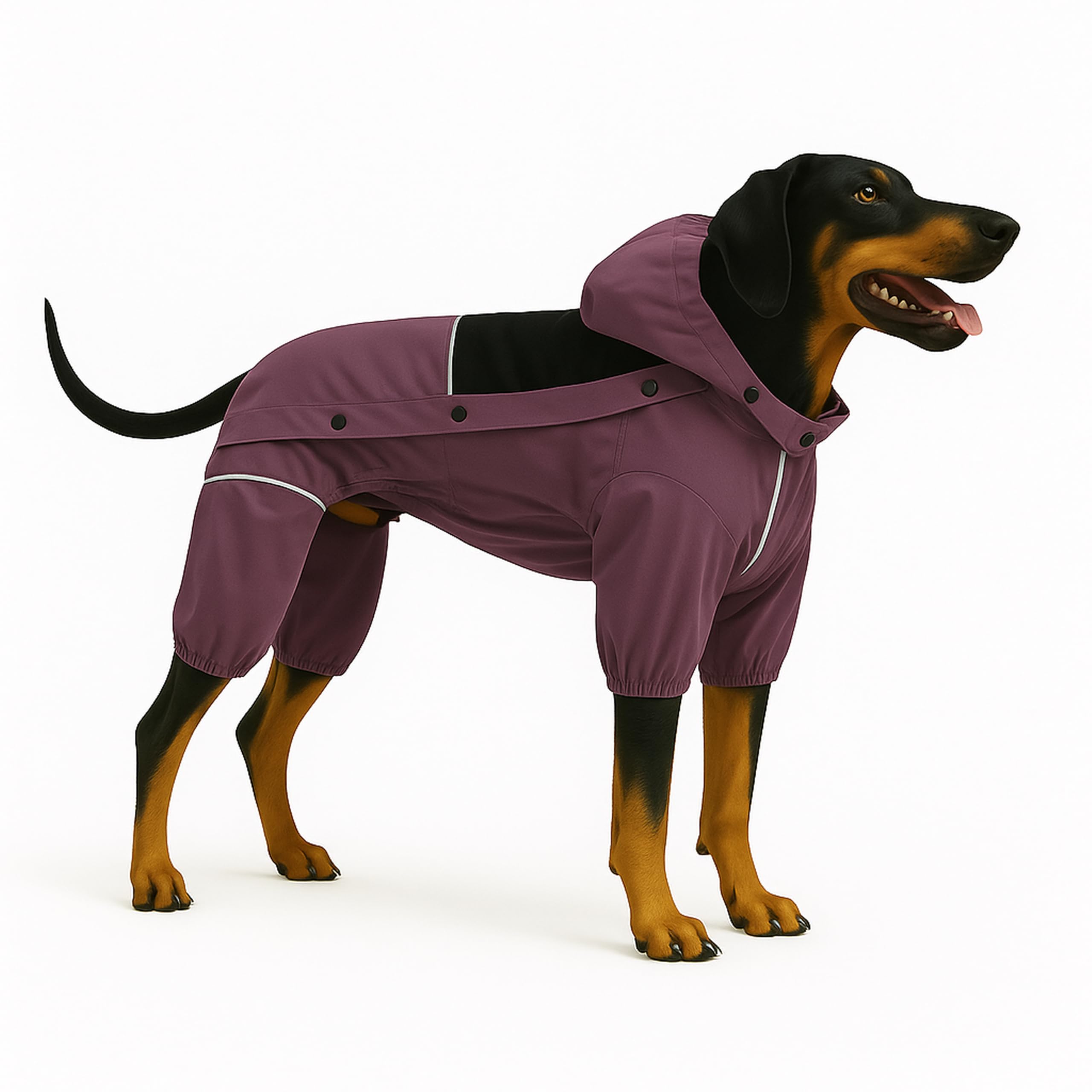 Photo 1 of LOVELONGLONG Waterproof Dog Raincoat with Removable Hood – Outdoor Full Body Dog Jacket, Windproof Snowproof Shell Suit – All Season Pet Rain Gear Plum Purple L