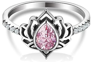 LOVECOM 925 Sterling Silver Lotus Flower Ring with Cubic Zircon Luxury Wedding Engagement Dainty Rings for Women Girls Jewelry Gifts High Polish Tarnish Resistant Comfort Fit Wedding Band Ring Size 5-12