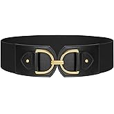 Wide Belts for Women Fashion Elastic Belt for Dresses Vintage Waist Belt Ladies Stretchy Belt Gold Buckle