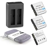 GEEKAM CAS. NP-40 Battery Pack, 3 x 1500mAh Batteries &amp; NP 40 Charger | for Video Camera Camcorders Compatible with Casio NP-40 (Not for Fujifilm NP40), Kodak LB-060, GE GB-60