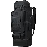 Lizbin 100L Camping Hiking Backpack, Military Tactical Backpack Molle Rucksack, Extra Large Hiking Daypack, Water Resistant Hiking Bag, Outdoor Sports Backpack, Adjustable Sport Bag (Black)