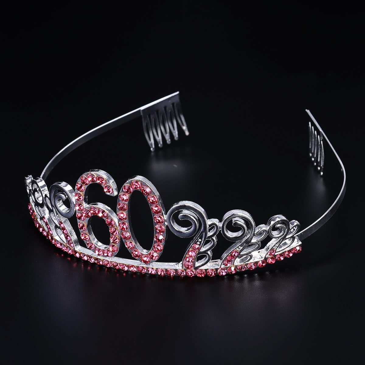 60th Birthday Crystal Tiara Queen Princess Crowns Dance Party Headband Red Rhinestone Hair Combs Clip for Women's 60th Birthday Party - Image 5