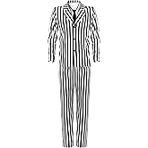 Halloween Black and White Striped Suit for Men Adults Horror Movie Character Costume Halloween Outfits Cosplay Party