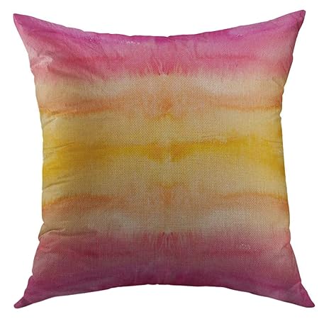 Mugod Pillow Cover Orange Abstract Pattern Wide Fuzzy Yellow Pink