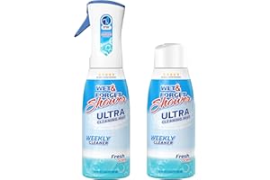 WET & FORGET Shower Ultra Cleaner Mist Fresh Scent No-Scrub Weekly Bathroom Spray for Fiberglass, Tile, Glass, Grout & More, 1 Spray and 1 Refill, 20oz each