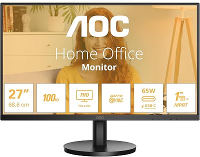 AOC 27B3CA2 27 Inch FHD Monitor 100Hz IPS HDMI USB-C 65W Speakers