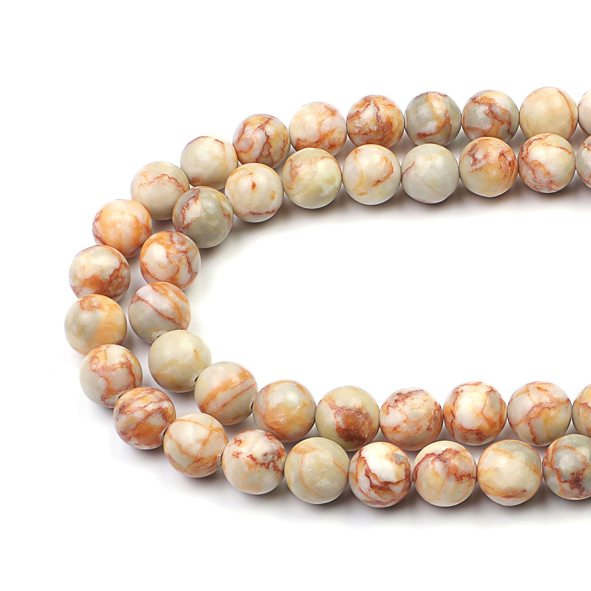 MJDCB Natural Round Stone Beads 10mm Blood Stone Loose Gemstone Beads for Jewelry Making Bracelet Necklace 35pcs