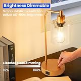 Homelist Gold Bedside Lamp Set of 2 with USB Dimmable LED Bulbs view 6