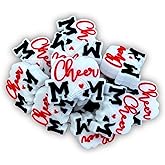 Lashicorn Cheer Mom Silicone Focal Bead | 12 pack 1x.8” Bulk Wholesale for Keychain Making Kit Pen High School Sports Pom Pom Dance