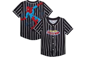 Marvel Spider-Man Boys Baseball Jersey - Novelty Fashion Vintage Spidey Shirt - Avengers Jersey Top for Boys (Sizes: 4-20)