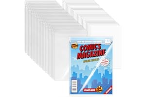 VOKOY 25 Sets Current Size Comic Book Bags and Boards, Reusable Transparent Comic Book Sleeves with Double-Sided White Cardboard Regular Comics Magazine Storage for Collector Small Business