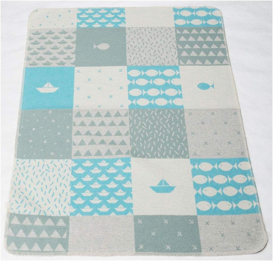David Fussenegger Babyund Kinderdecke Juwel, Patch maritim Jade 70/90