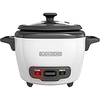 BLACK+DECKER Uncooked Rice Cooker, 3-cup, White