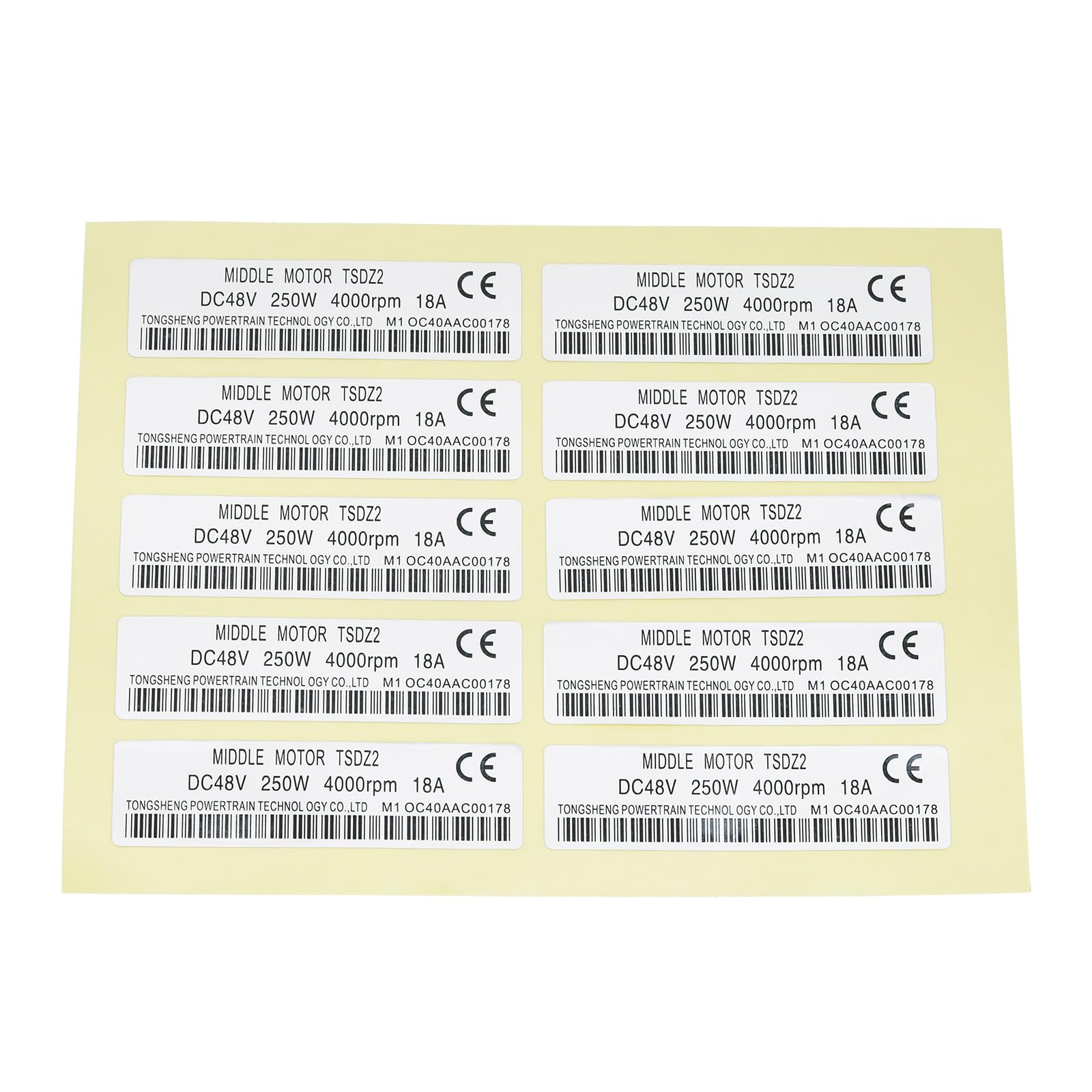 VGOL 10pcs Silver Motor Sticker Decal 61mmx16mm 48V 250W PET Waterproof Compatible with Tongsheng TSDZ2 Electric Motor