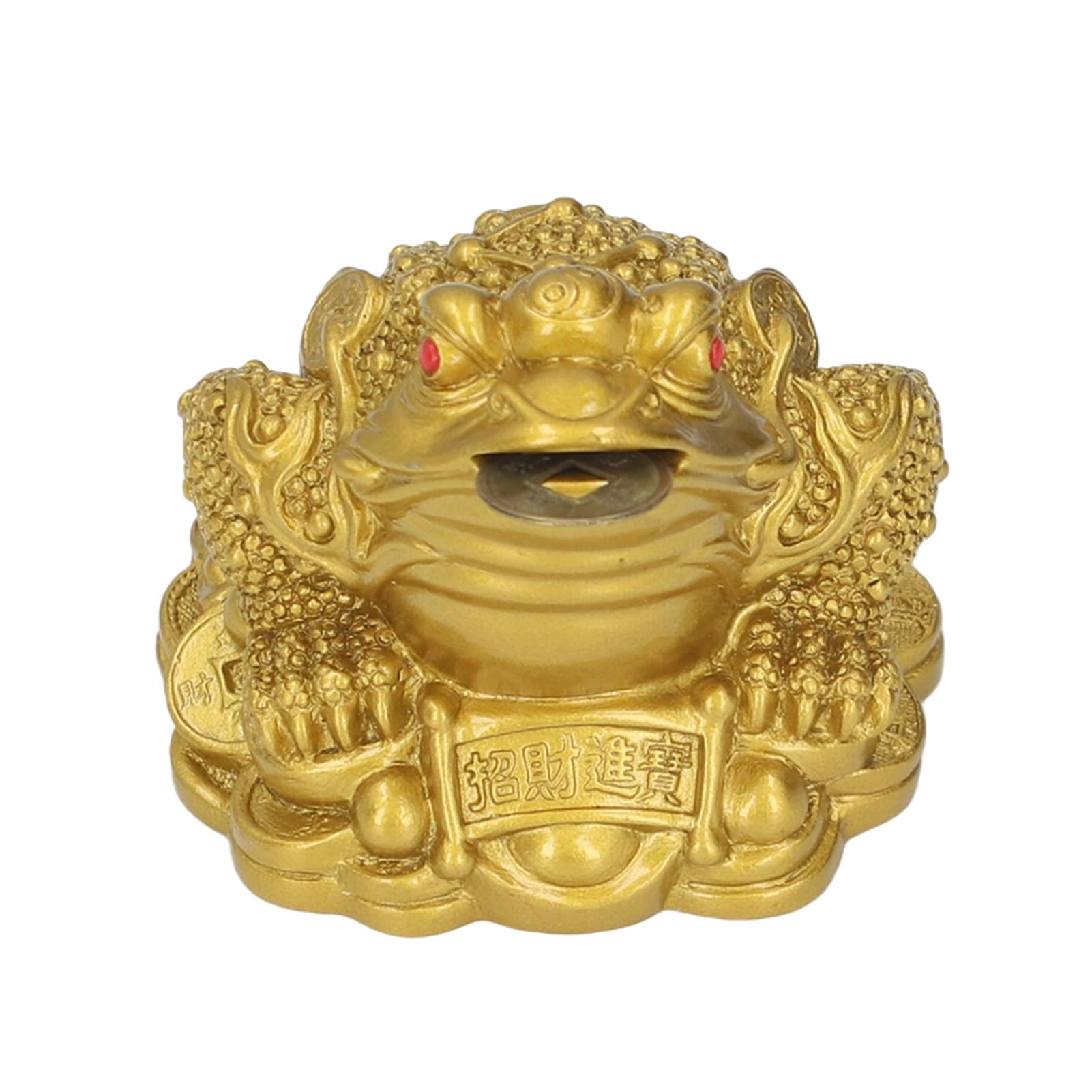 Cikonielf Money Frog Feng Shui Toad Frog Statue Lucky Frog with Coin Chinese Charm for Prosperity Home Decoration(6.5X6X5cm)