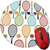 Tennis Players Mouse Pad with Non-Slip Rubber Base Round Gaming Pads Mousepad Mouse Mat for Computer Office Desk Accessories