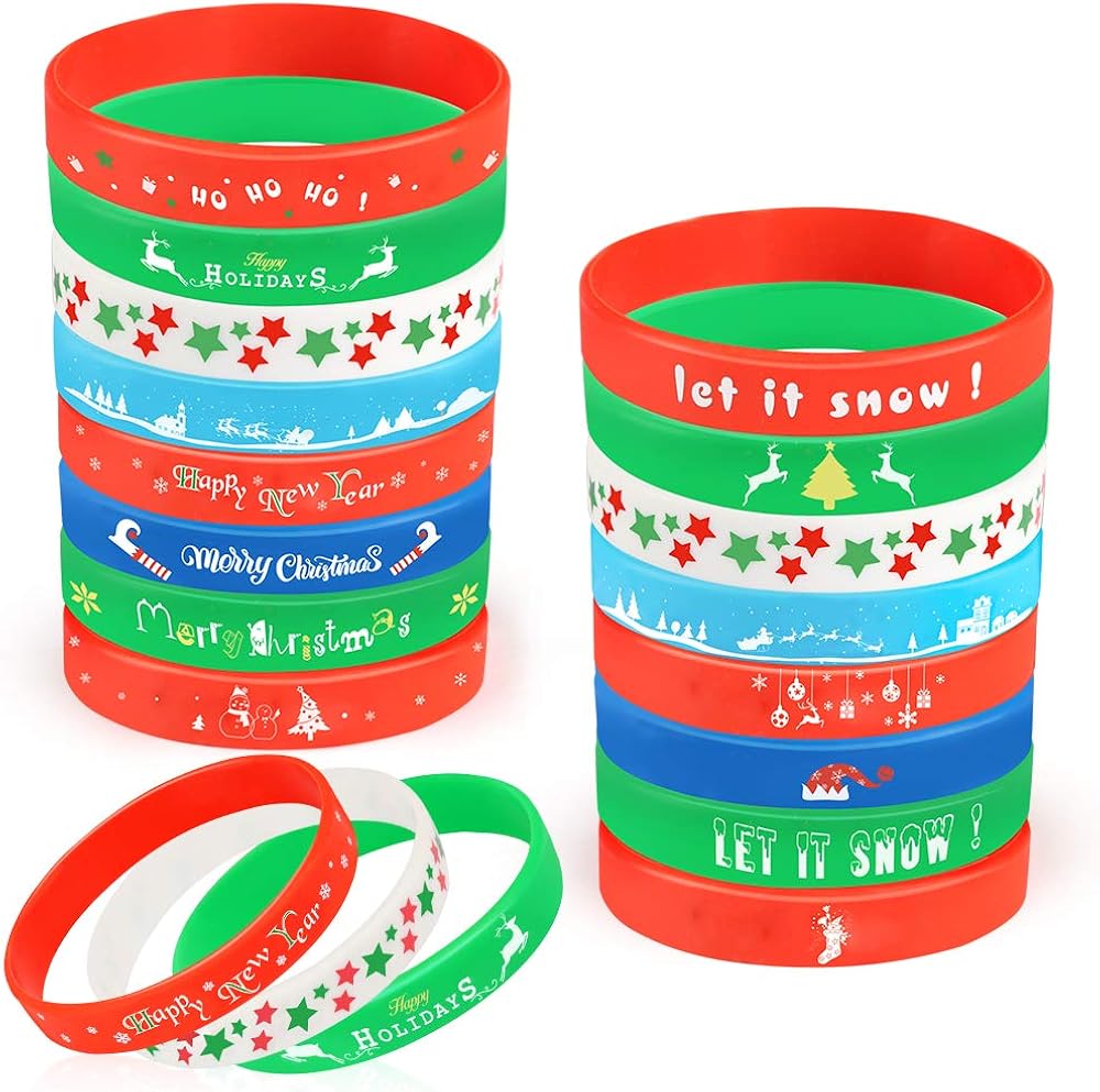 Coogam 40PCS Christmas Silicone Bracelets, Xmas Rubber