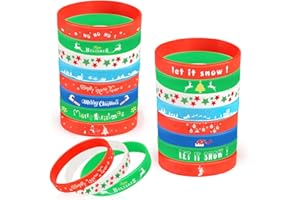Coogam 40PCS Christmas Silicone Bracelets, Xmas Rubber Wristbands Accessories Gift for Kids Adults Stocking Stuffers, New Year Holiday Decoration Wrist Band Party Supplies Favors