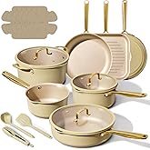 CAROTE 19Pcs Pots and Pans Set, Non Stick Induction Cookware Sets with Durable Cast Steel Handle, Oven-Safe Pots and Pans with Cooking Utensils, PFOS/PFOA Free, Dishwasher Safe, Aluminum