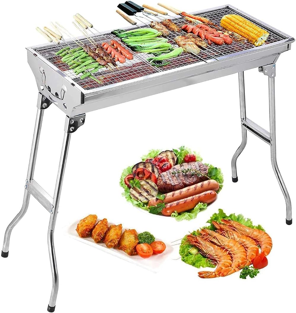 Uten Stainless Steel Large Folding Portable Charcoal BBQ Grill Outdoor
