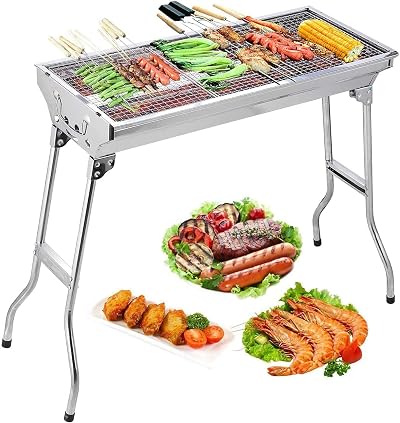 Uten Stainless Steel Large Folding Portable Charcoal BBQ Grill Outdoor