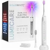 LUMICARE Sonic Electric Toothbrush, Red &amp; Blue LED, Rechargeable, 4 Modes | Removes stains from coffee, wine &amp; tea; gentle on sensitive gums; 2-min timer; includes 2 brush heads &amp; charger