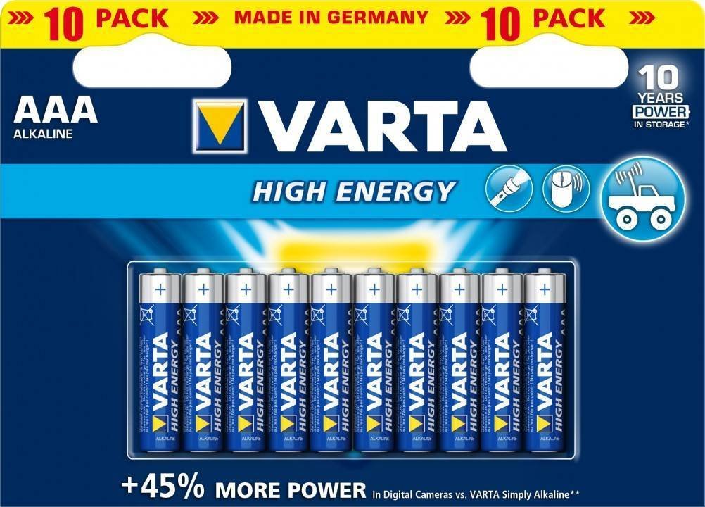 VARTA Longlife Power AAA Micro LR03 Alkaline Battery (10-pack) - Made in Germany - ideal for toys, torches, controllers and other battery-powered devices