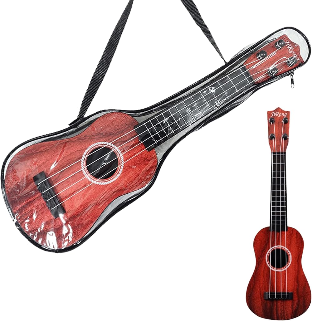 PLUSHCEWT Kids 42cm Guitar Ukulele 4 Adjustable Strings Music Education Toy Red