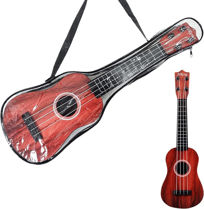 PLUSHCEWT Kids 42cm Guitar Ukulele 4 Adjustable Strings Music Education Toy Red