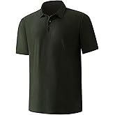 Lenygose Mens Golf Shirt Short Sleeve Moisture Wicking Performance Solid Casual Collared Golf Polo Shirts for Men