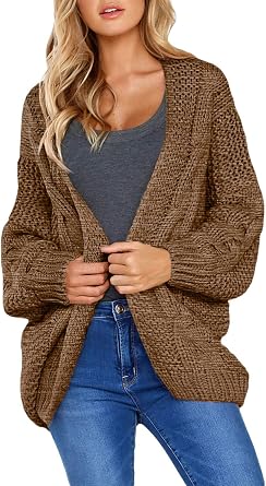 Strickjacke Damen Frühling CUFEZN Womens Argyle Ca Produktbild-Vorschau 14