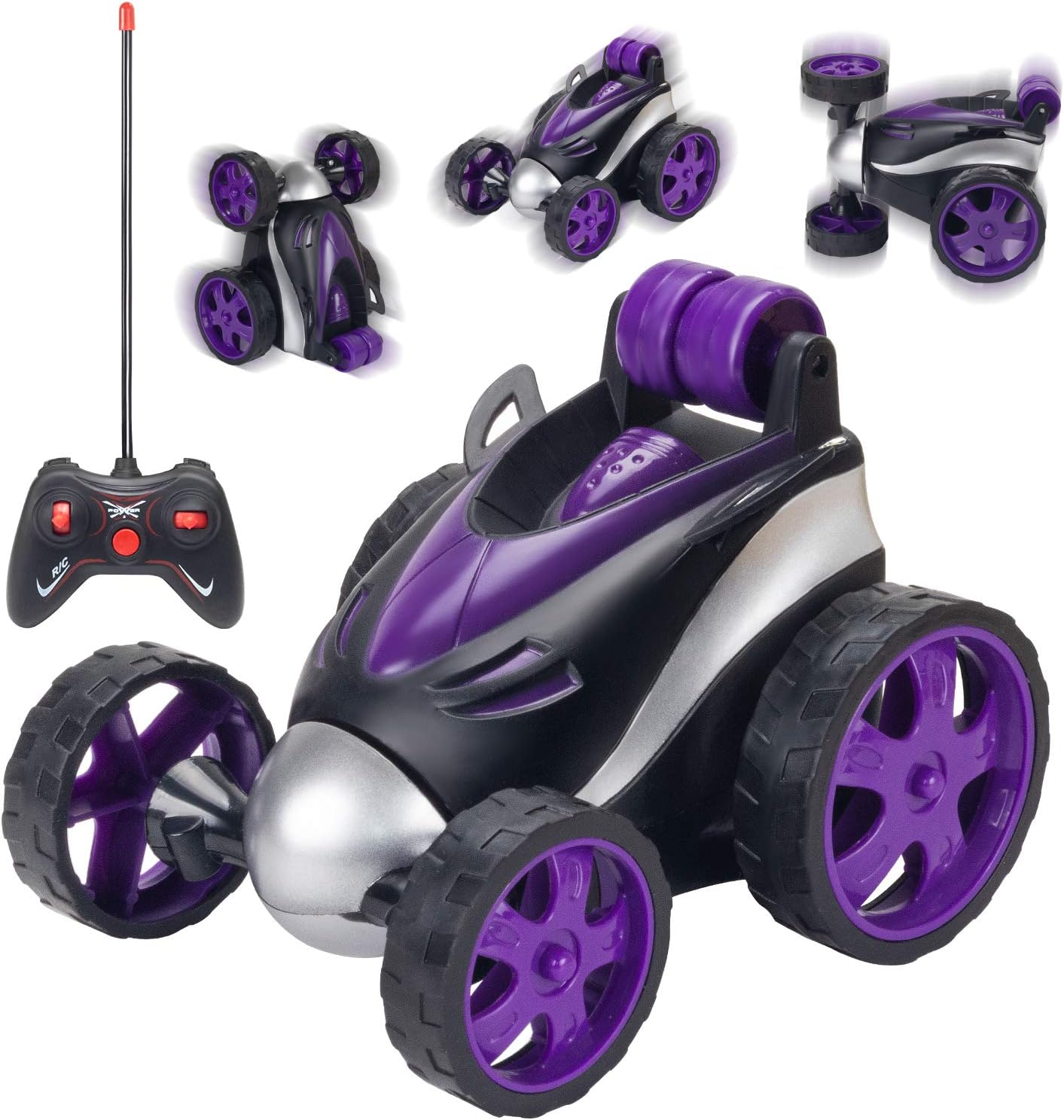 Andals 360 Degree Rolling Remote Control Car RC Four Wheel Racing Vehicle High Speed Rotating Tumbling Truck Remote Stunt Car Toys Gift for Boys & Girls (Purple)
